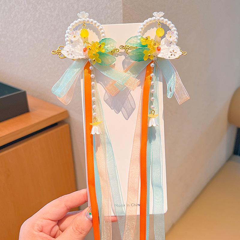 Mid-Autumn Hanfu Fairy Hair Clip - Women's & Children's Ancient Style Floral Tassel, Sweet Accessory for Girls