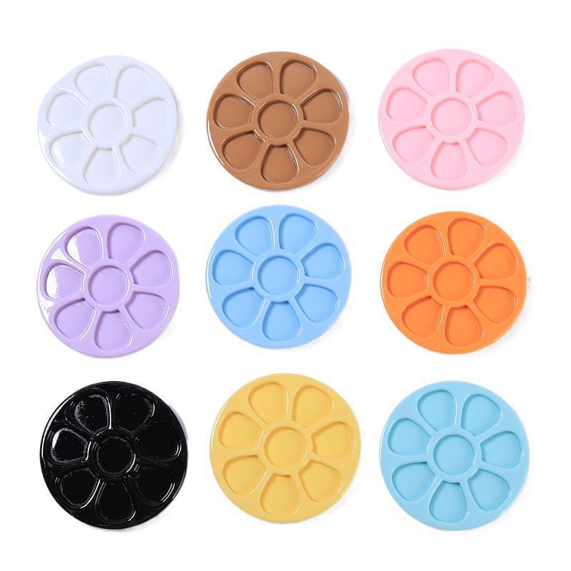 Cartoon Flower Round Plate Handmade Resin Accessories for DIY Crafts and Jewelry