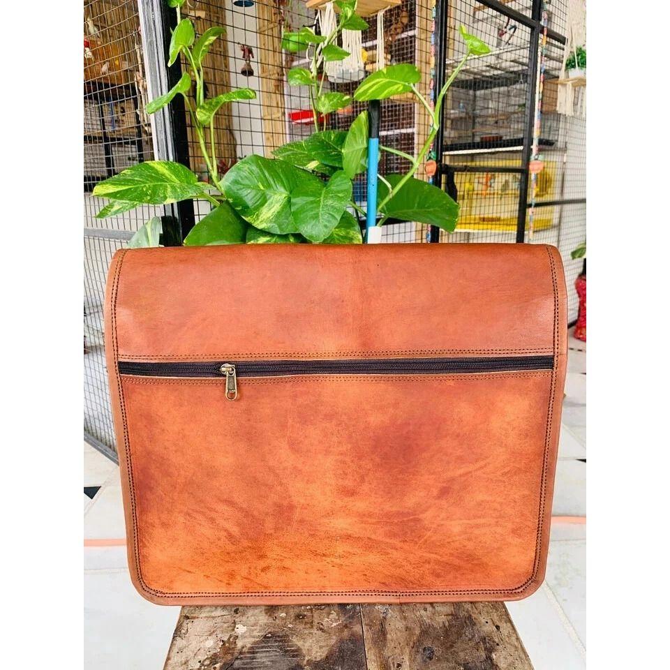 Kožená taška Messenger Pravá taška přes rameno Laptop Hnědá aktovka Nová