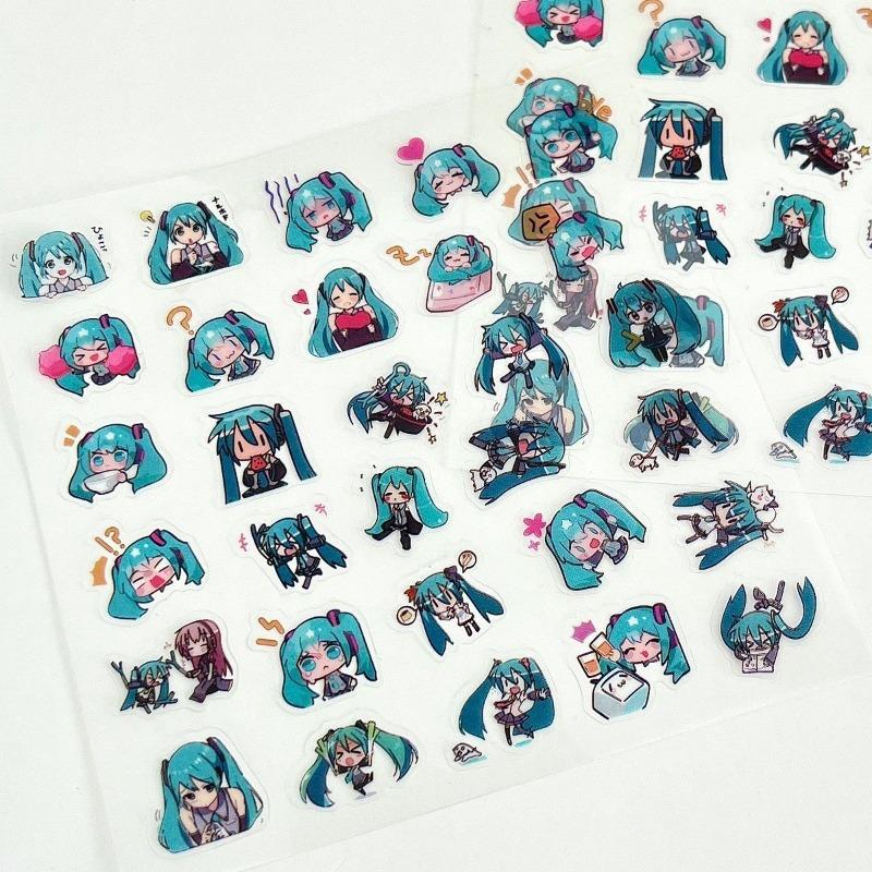 Anime Hatsune Miku Transparent Sticker Cartoon Peripheral Decorative Sticker Notebook Pen Mobile Phone Case Waterproof Stickers