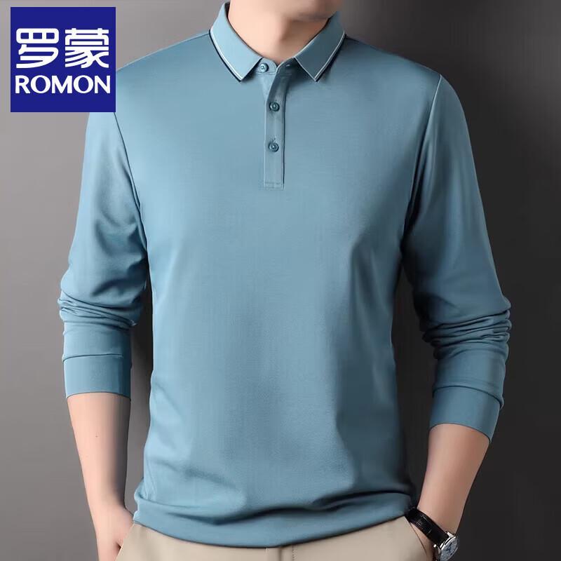 

Romon Men s Long Sleeve Silk Blend Polo Shirt XL