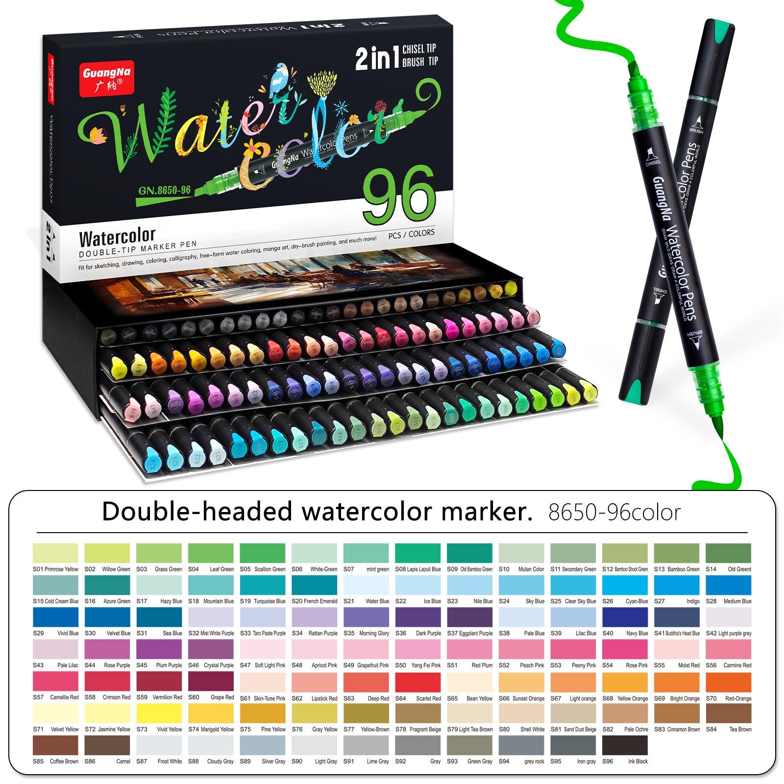 

Guangna 2 in 1 Double-headed Acrylic Marker Pen Soft Head Inclined Head Waterproof DIY Graffiti Art Watercolor Marker Pen