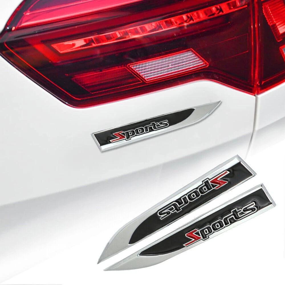 1pair Metal 3D Sports Auto Car Vehicle Front Fenders Decorative Emblem Sticker Badges Exterior Decals