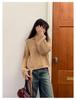 French Lazy Style High Neck Sweater: Tie-Up Knit Top for Women with Loose Long Sleeves