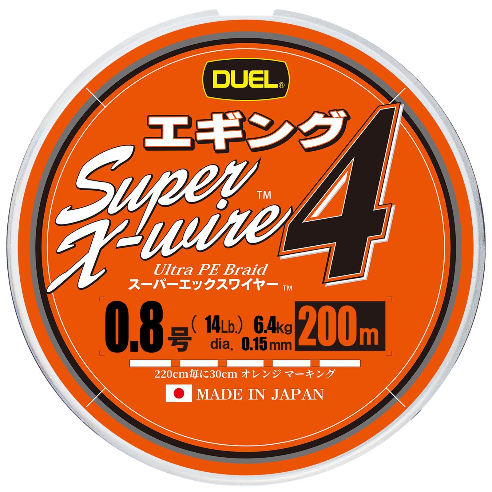 DUEL Леска PE Super X Wire 4 Eging 200м Белая с Оранжевыми Метками 0.8 Цвет