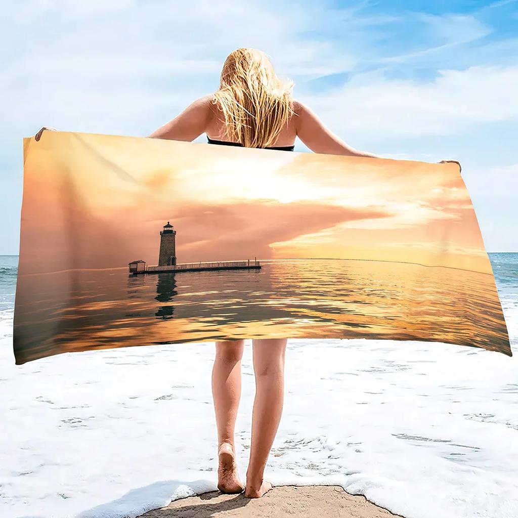 Mikrofaser Strandtücher Übergröße Stranddecke Handtuch Tragbar Leuchtturm Weich Super Wasserabsorbierend Vielseitiges Überwurfhandtuch