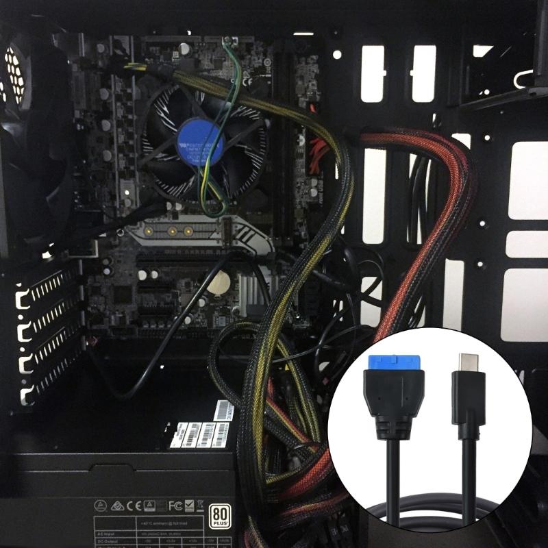 USB C Extension Data Cable 5Gbps Type C Male To IDC20P Female Front Panel Header Adapter Cord Flexible Replacement
