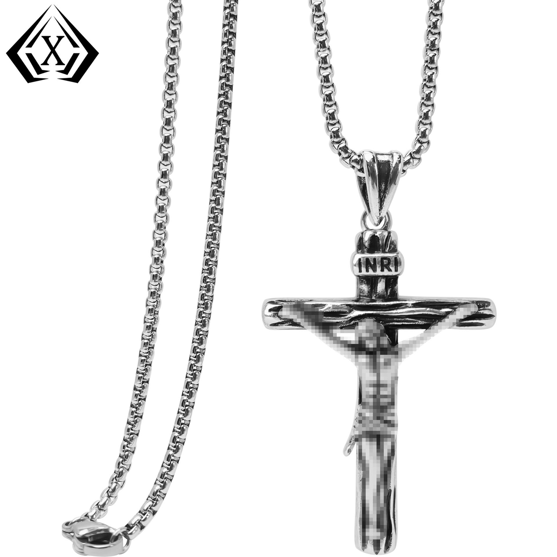 Xiweier European & American Hip-Hop Chic Cross Necklace Niche Sweater Chain