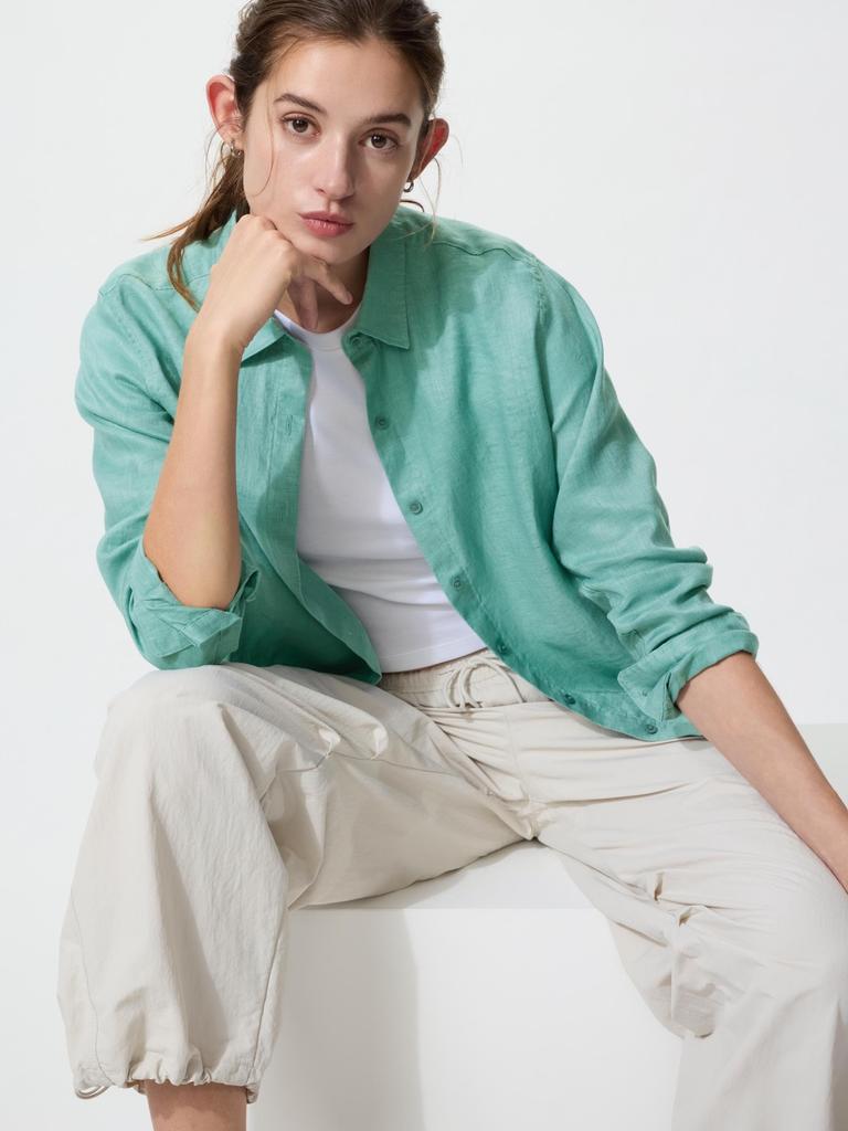 Uniqlo Camisa de lino premium de manga larga 