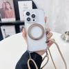 For iPhone 16 Pro Magnetic Case Ring Kickstand TPU+PC Phone Cover with Lanyard