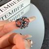 Punk Gothic Black Spider Animal Rings for Men Women Fashion Shiny Crystal Adjustable Open Finger Rings Y2K Zircon Party Gifts
