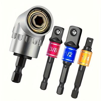 Set di 4 utensili ad impatto con adattatore per bussole ed estensione - Costruzione in metallo resistente, Include punte da trapano esagonali da 1/4", 3/8", 1/2"