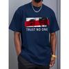 Men's summer 100 cotton fashionable sports casual loose fit plus size TRUST NO ONE printed round neck short sleeved T-shirt top