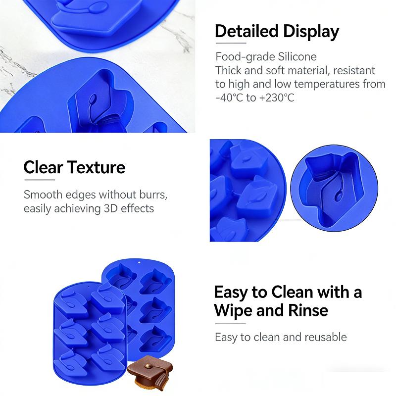 

6 Cavity 3D Graduation Hat Design Silicone Mousse Mould Chocolate Mold Diy Candle Model Chiffon Cake Decorating Tools Bakeware 1PC