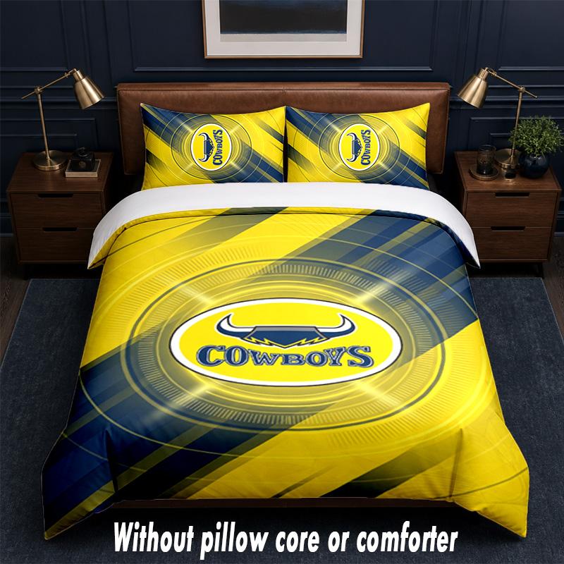 North Queensland Cowboys Design Bed Bedding Set 1 Duvet Cover + 2 Pillowcases Soft Breathable Household Bed Linens