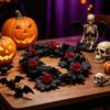 Halloween Schwarzer Ahorn Rosenkette, 65,98 Zoll Seiden-Feiertagsverzierung für Türrahmen, Regal und Heimdekoration Innenbereich