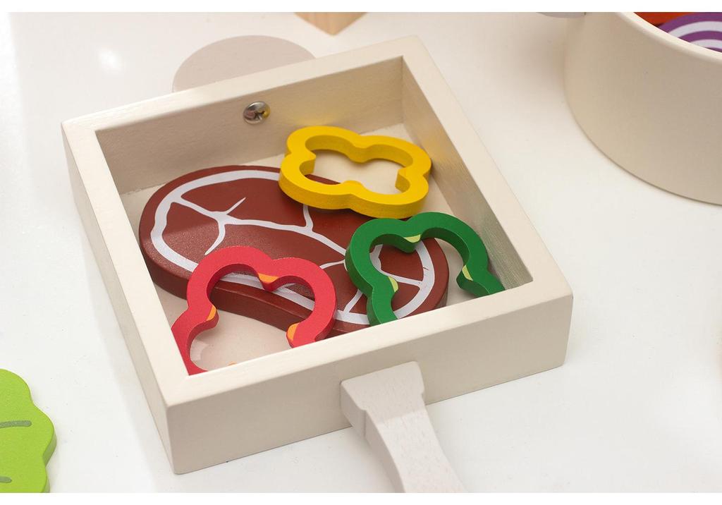 Wooden Play Kitchen Cookware Set: Frying Pan & Rice Cooking Toys for Kids