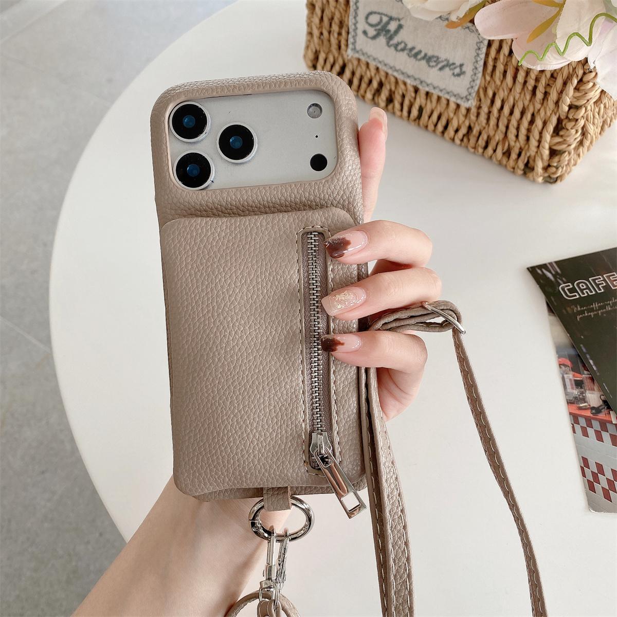 

Crossbody Zipper Wallet Card Holder Slot Phone Case for IPhone 17 Air 16 15 14 Plus 13 12 11 Pro Max Leather Protective Cover iPhone17