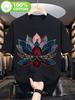 200g 100% Cotton T-shirt, Men's Top - Retro Japanese Zen for Lotus Flower | Men's Pattern Printed T-shirt | Retro Nostalgia | Perfect for Outdoor Acti