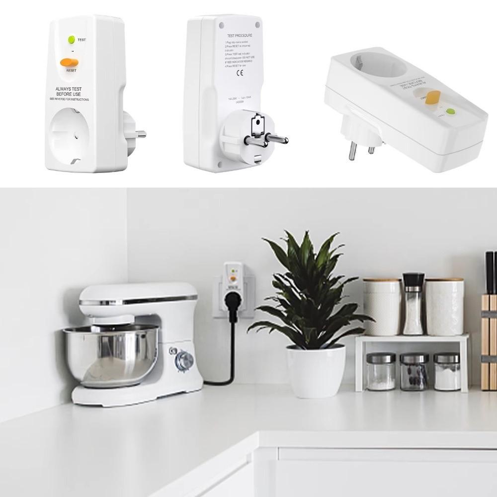 

Protection 16A Rating GFCI Plug FI Safety Switch EU Plug Circuit Breaker Plug Leakproof Design RCD Cut-Off Switch Home Circuit White-EU Plug
