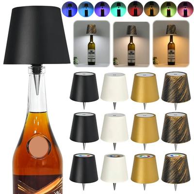 Metall Dimmbare Flaschenlampe LED Tischlampe Wiederaufladbar RGB Lichtmodi/3 Farben LED Weinflaschenlampe für Partys Bars Restaurants