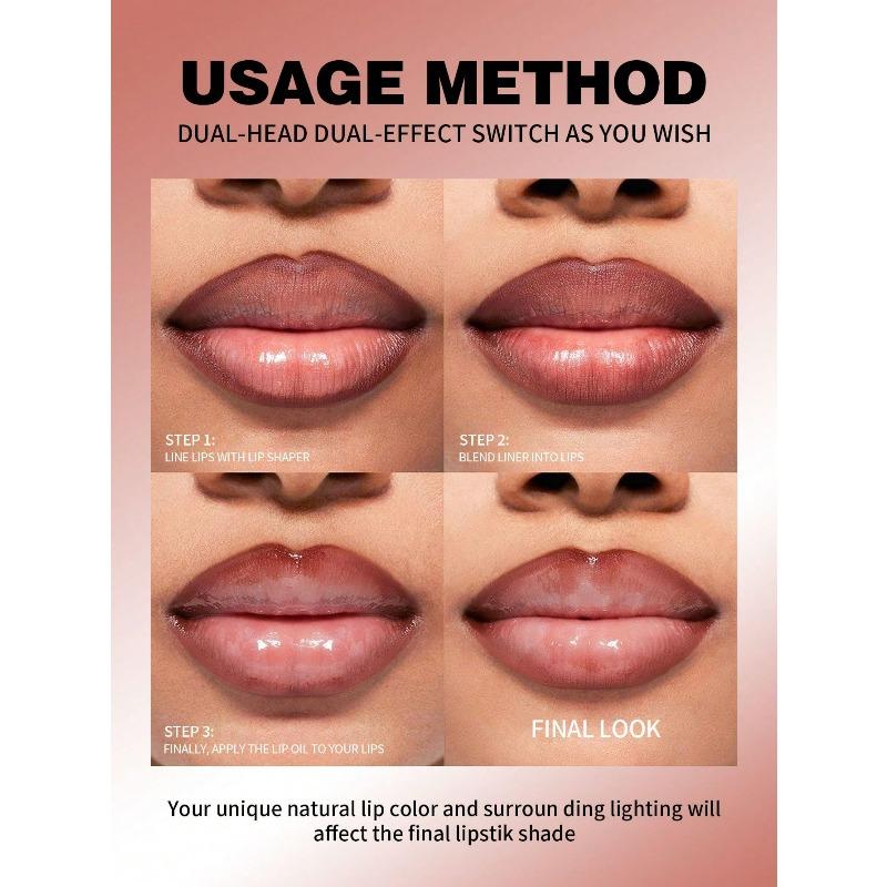 2-In-1 Watercolor Lip Gloss, Moisturizing, Mirror-Like Finish, Long-Lasting Color, Creates Natural Lip Tone, Suitable For Back To School, Beginners