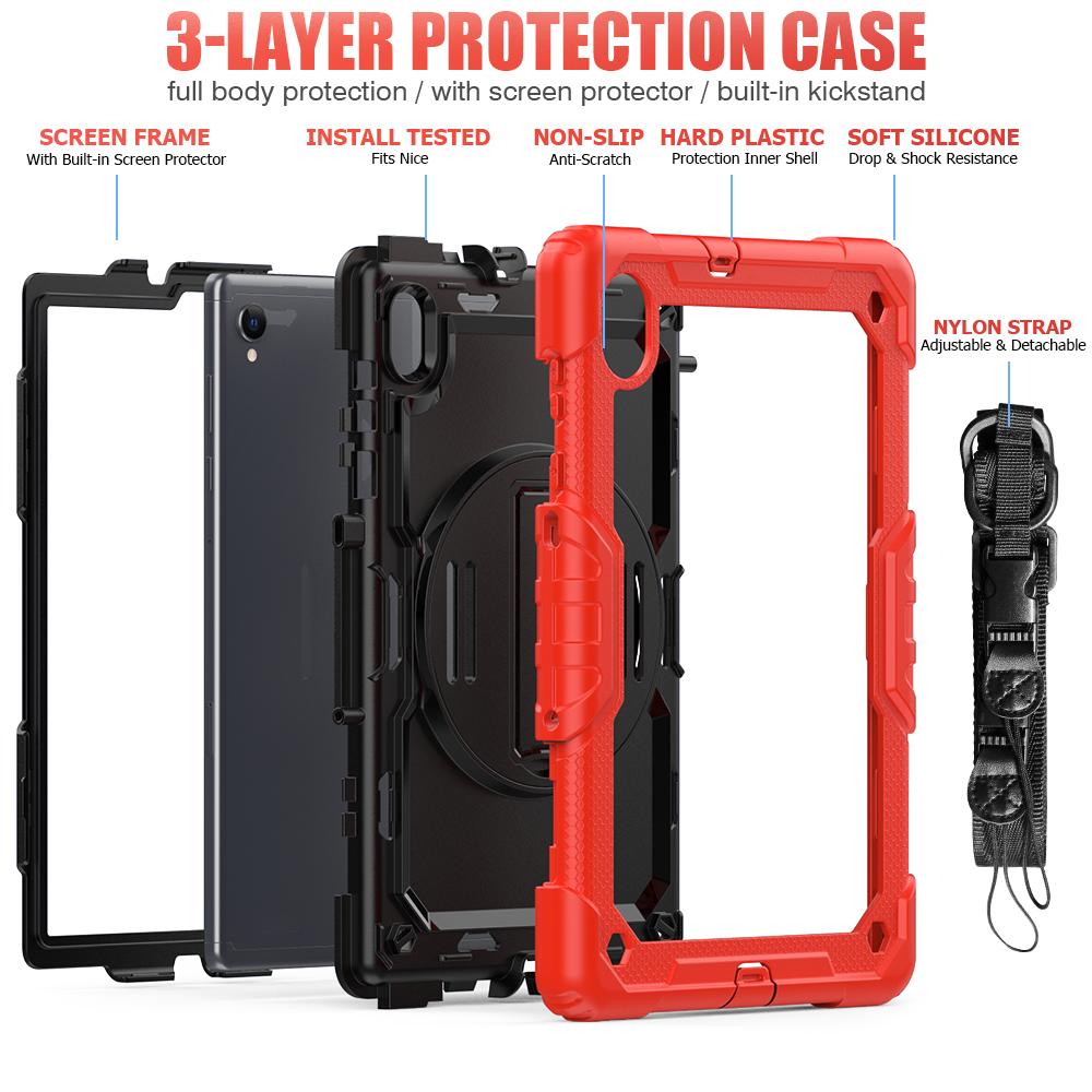 Capa com Suporte Rotativo Universal para Lenovo M10 Plus 2ª Geração TB-X606F X606X K10 TB-X6C6F X6C6X 10.3" com Protetor de Tela