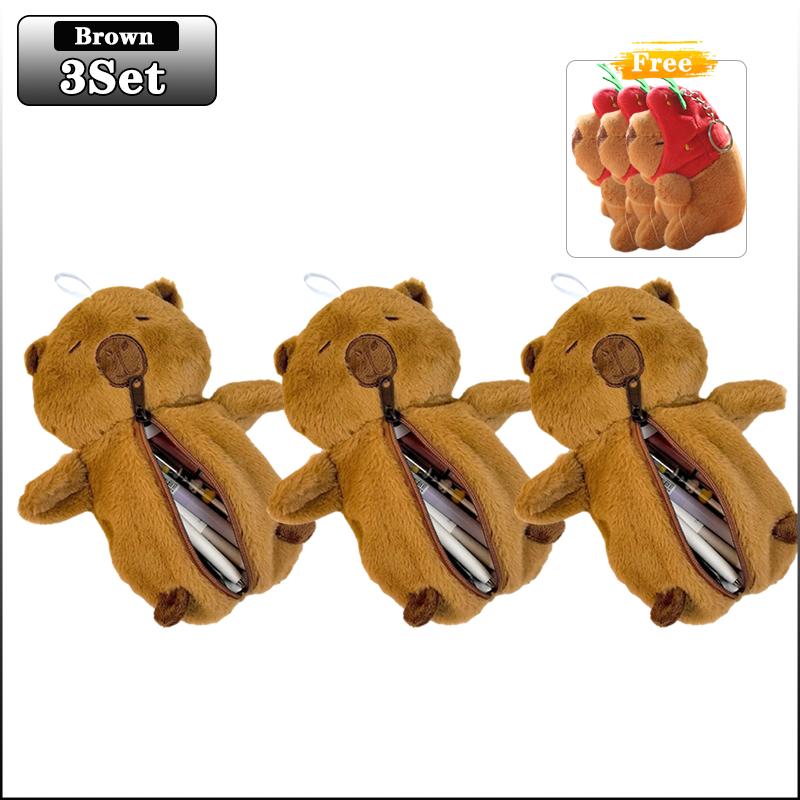 1-5PCS Capybara Plush Pencil Case Large Capacity Cute Cartoon Student Storage Pouch Desk Stationery Organizer Storage Bag