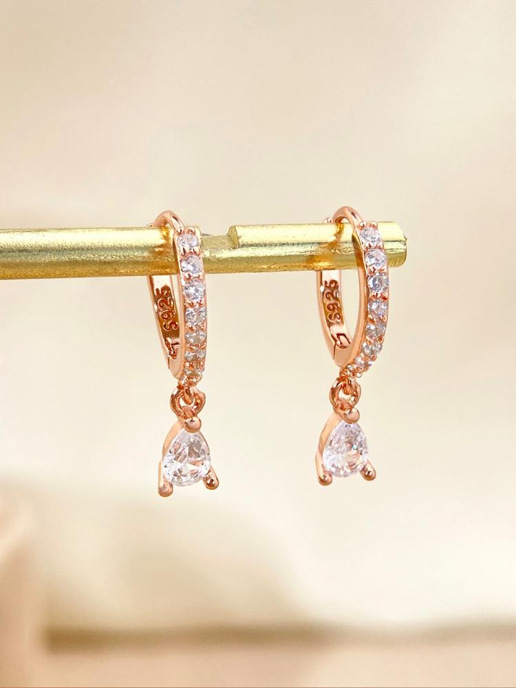 Copper Colorful Zircon Simple Fashion Water Drop Hoop Earring For Women Dating Partyt High Quality Fine Jewelry