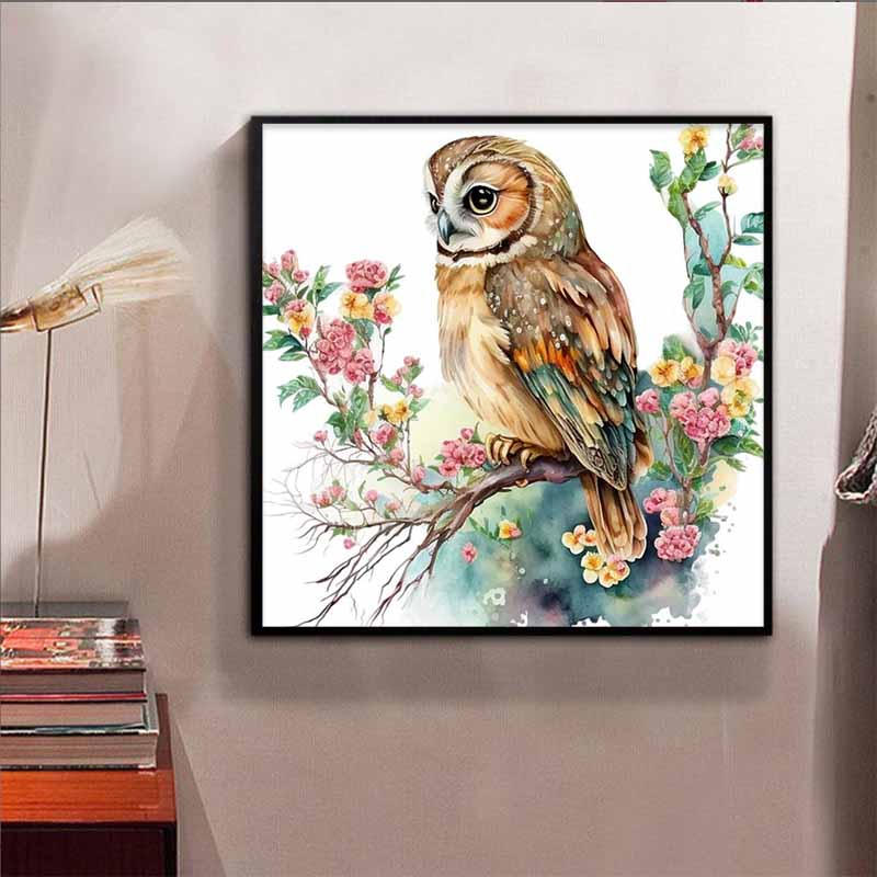 New Arrival 5D DIY Full Circle Diamond Painting "Painted Owl" Embroidery Cross Stitch Home Decor Gift