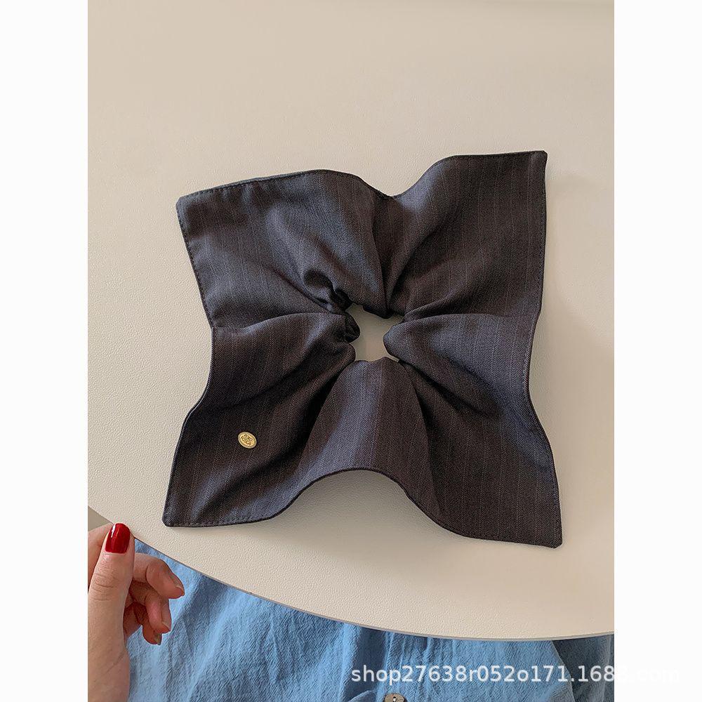 

Korean High-End Striped Scarf-Like Hair Tie for Women - Large Size темно-серого