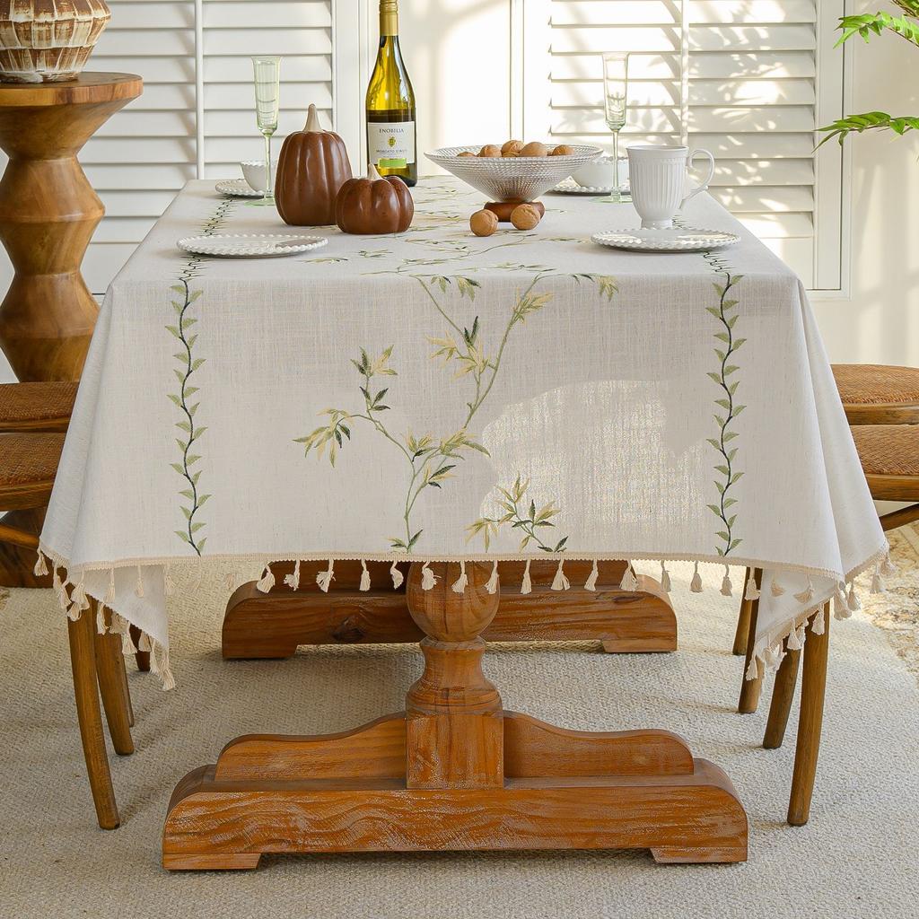 Yingchuang Amazon Embroidered Table Cloth Plant Flower Decoration Rectangular Table Cloth