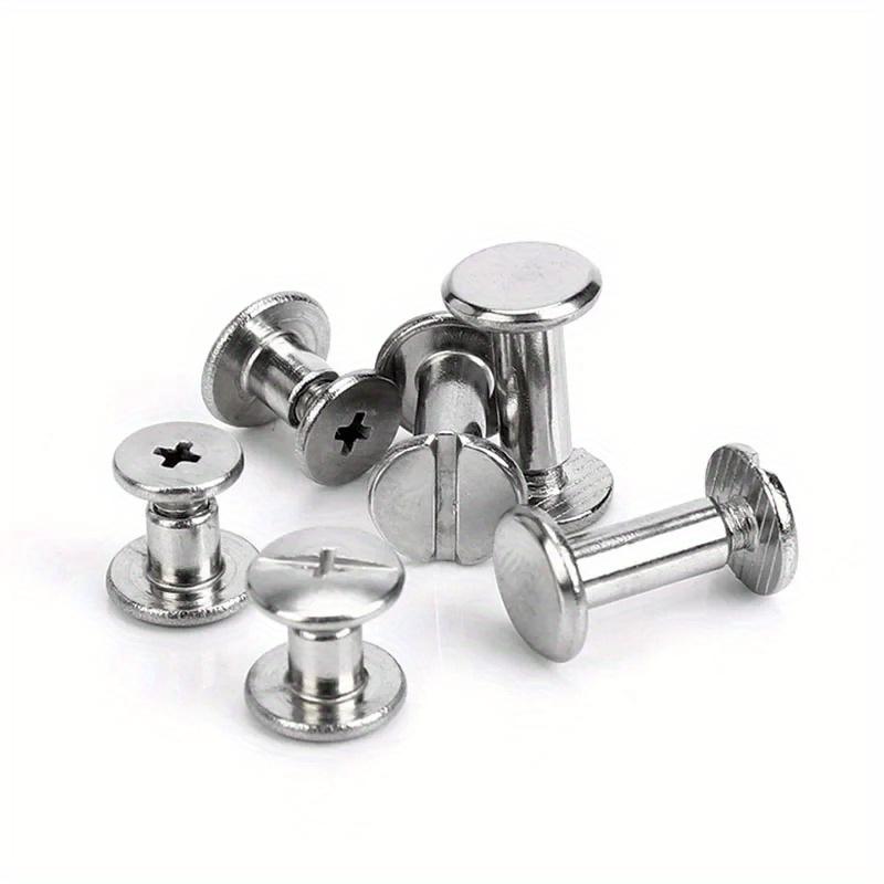 20pcs Stainless Steel Binding Chicago Screws Studs Rivets Slotted Belt Screw for DIY Photo Album Desk Menu Fasteners 9.5mm cap