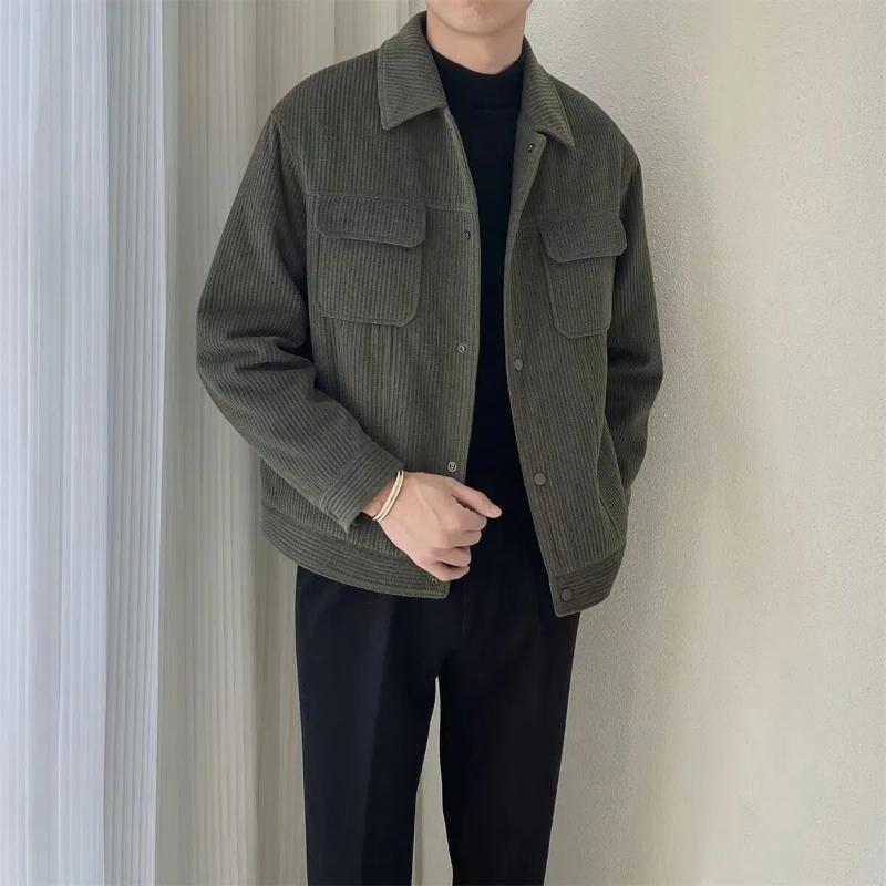 Corduroy Jacket Men's Spring Autumn Korean Trendy Handsome Work Clothes Lapel Short Loose