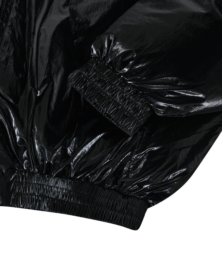 Ironyporno Whiteline 86-Iro340 Essential Balloon Glossy Collar Short Padded Jacket Black