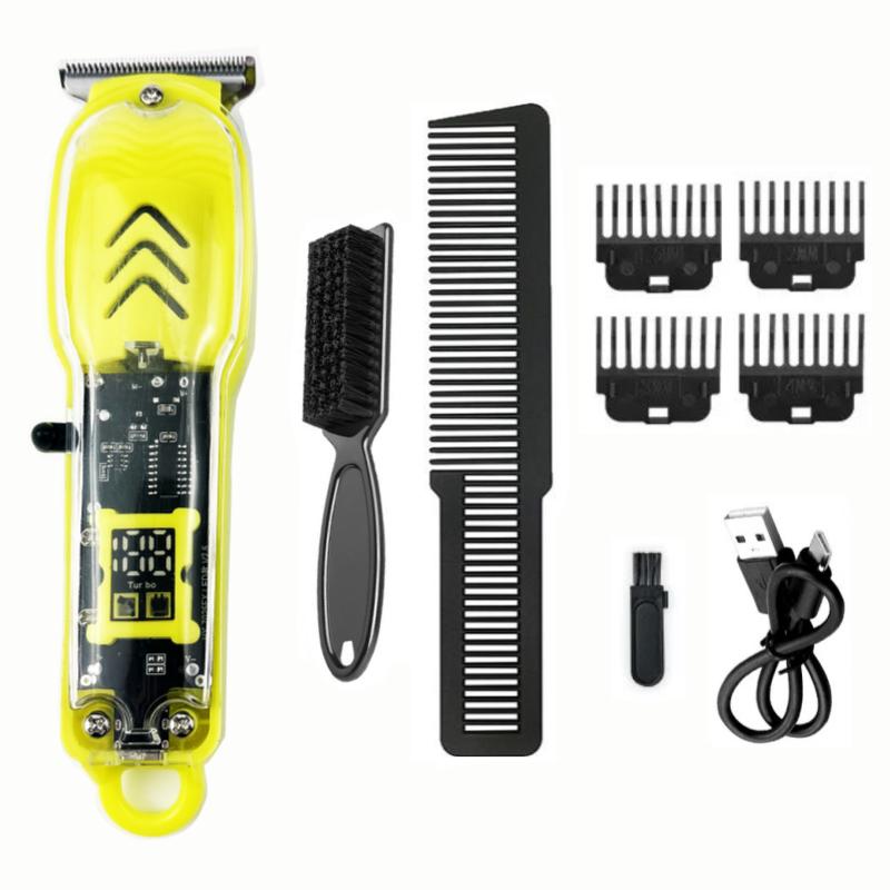 Transparent Hair Clipper Hair Cutting Machine Professional Baldheaded Trimmer Beard Electric Razor USB Barbershop