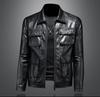 European station new autumn and winter men's lapel locomotive clothing leather jacket trend slim fashion jacket jacket