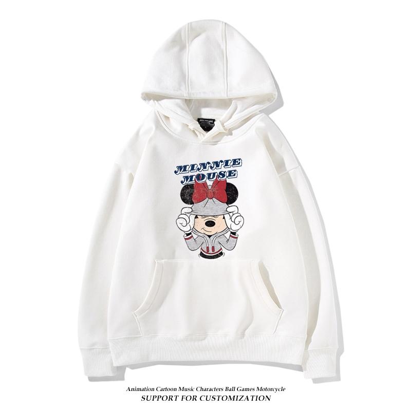 2024 Spring and Autumn Mickey Minnie Disney hoodie for male and female couples, parent-child cartoon print loose hooded clothes