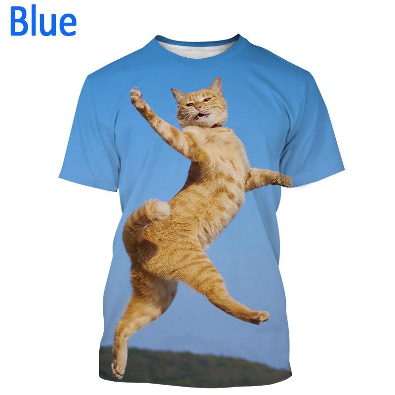 Men And Women Street Art Cool Short-Sleeved All-Match Tops Cat Latest 3D Printing T-shirt Fashion Casual Cute Harajuku Style