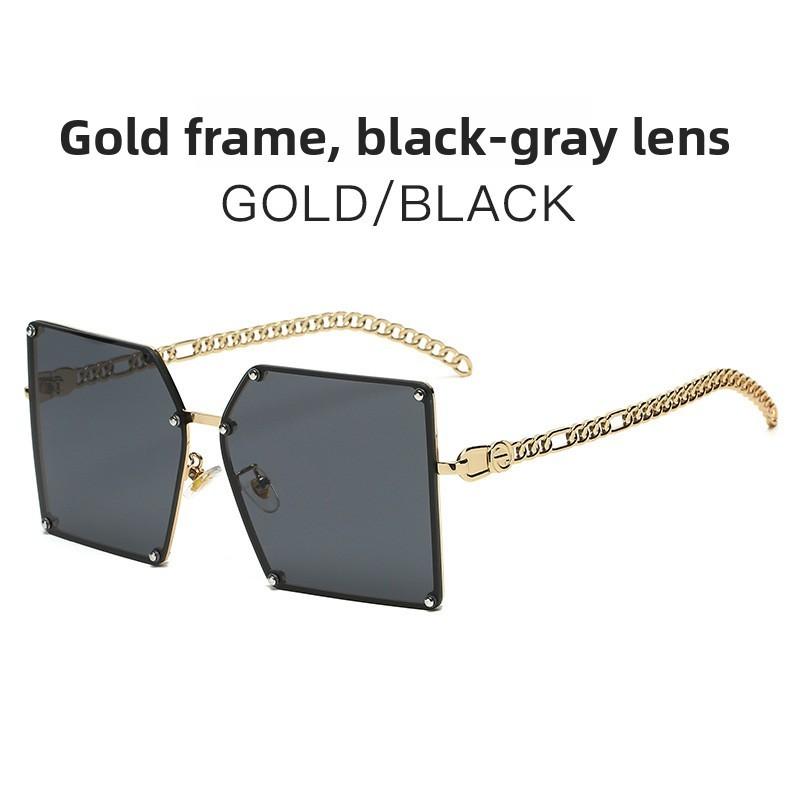 Summer Fashion Square Frame Sunglasses Chain With Uv400 Protection For Casual Wear