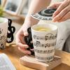 High Music Note Creative Music Ceramic Cover Cup Water Cup Large Capacity 400Ml Design Sense Coffee Cup