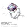 Design Colored Gemstone Ring, High-End Personalized S925 Silver Inlaid Coated Crystal Ring