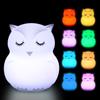 Eule LED-Nachtlicht, Touch-Sensor, Fernbedienung, 9 Farben, dimmbar, Timer, wiederaufladbar, Silikon-Nachtlampe für Kinder, Baby, Geschenk