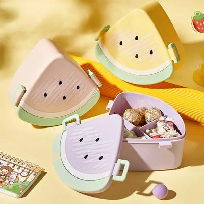 Cartoon-Bento-Lunchbox für Kinder, auslaufsicherer Lunch-Obstbehälter für Mädchen, Jungen, Kleinkinder mit 3 Fächern, mikrowellengeeignet