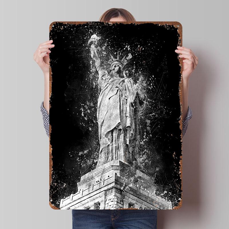 The Statue of Liberty Tinplate Poster Custom Wall Art Vintage Metal Signs Retro Tin Plaque for Office Decor Mancave Decoration