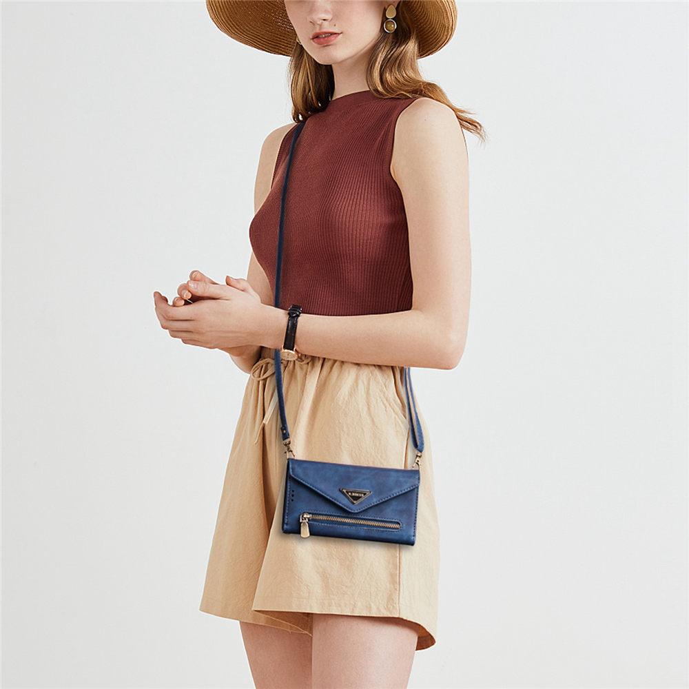 Envelope Zipper Crossbody Lanyard Wallet Case For iPhone 16 15 14 Plus 13 12 11 Pro Max XS XR 7 8 Cards Holder Hand Cover