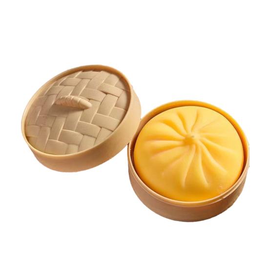 Simulations-Dampfbrötchen-Quetschspielzeug mit Dampfgarer Stress- und Angstlöser Gefülltes Brötchen Sensorisches Spielzeug Weiches TPR Beruhigendes Chinesisches Frühstück Fidget Toy