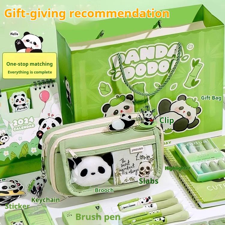 Federmäppchen mit Panda-Motiv, Große Kapazität, Hoher ästhetischer Wert, Set für Schülerinnen der Unterstufe, Schreibwarenbeutel