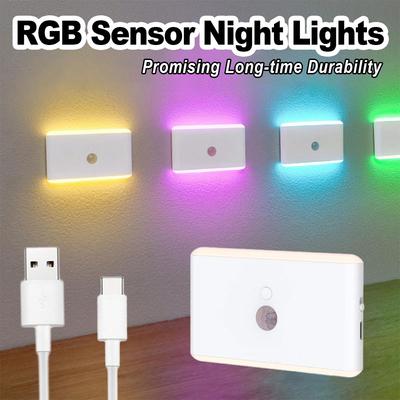 Berührbares Nachtlicht Berührungsschalter Ladeanschluss Typ-C Mehrfarbig Dimmbar Tragbare Mini-Nachtlampe 5 Modi Treppenlicht Dimmbare Lampe