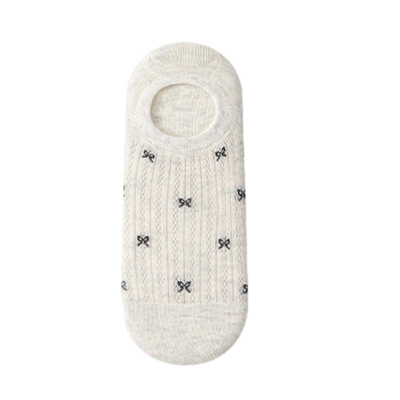 

1/5pairs Women Cartoon Bowknot Patterned Ankle Socks Versatile Fashionable Creative Breathable Comfortable Casual Socks One Size